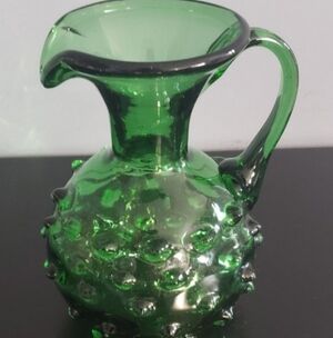Vintage MCM Empoli Verde/Green Spikey Hobnail Pitcher 6"